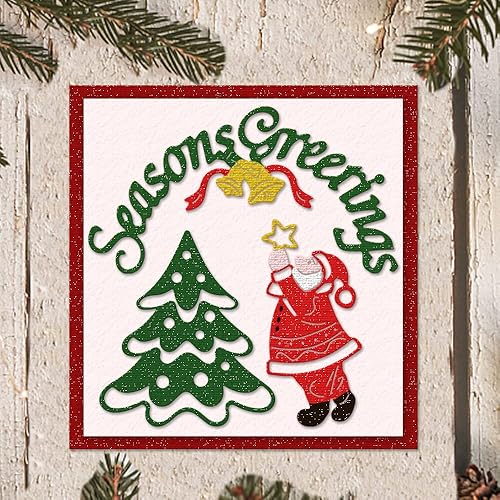 Miniatura 5 de Troquel de corte de metal para árbol de Navidad para hacer tarjetas y decoraciones de álbumes de fotos, Papá Noel troquelado temporadas de Navidad