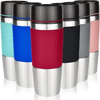 Milu 380ml Stainless Steel Thermal Mug I Dishwasher Safe and 100% Leak Proof - Insulated Mug Coffee Mug to go - Drinking Mug - Double Wall Insulation - Travel Mug (Czerwony, 380ml)