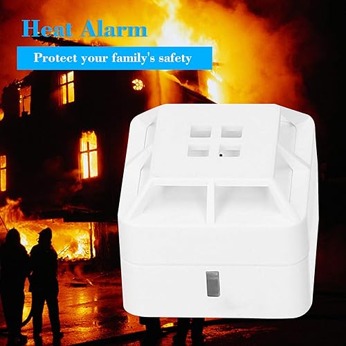 Miniatura 5 de QUZHI Alarma de calor de temperatura fija Detector de calor 5 años alimentado por batería 85dB alarma sonido para el hogar cocina garaje blanco