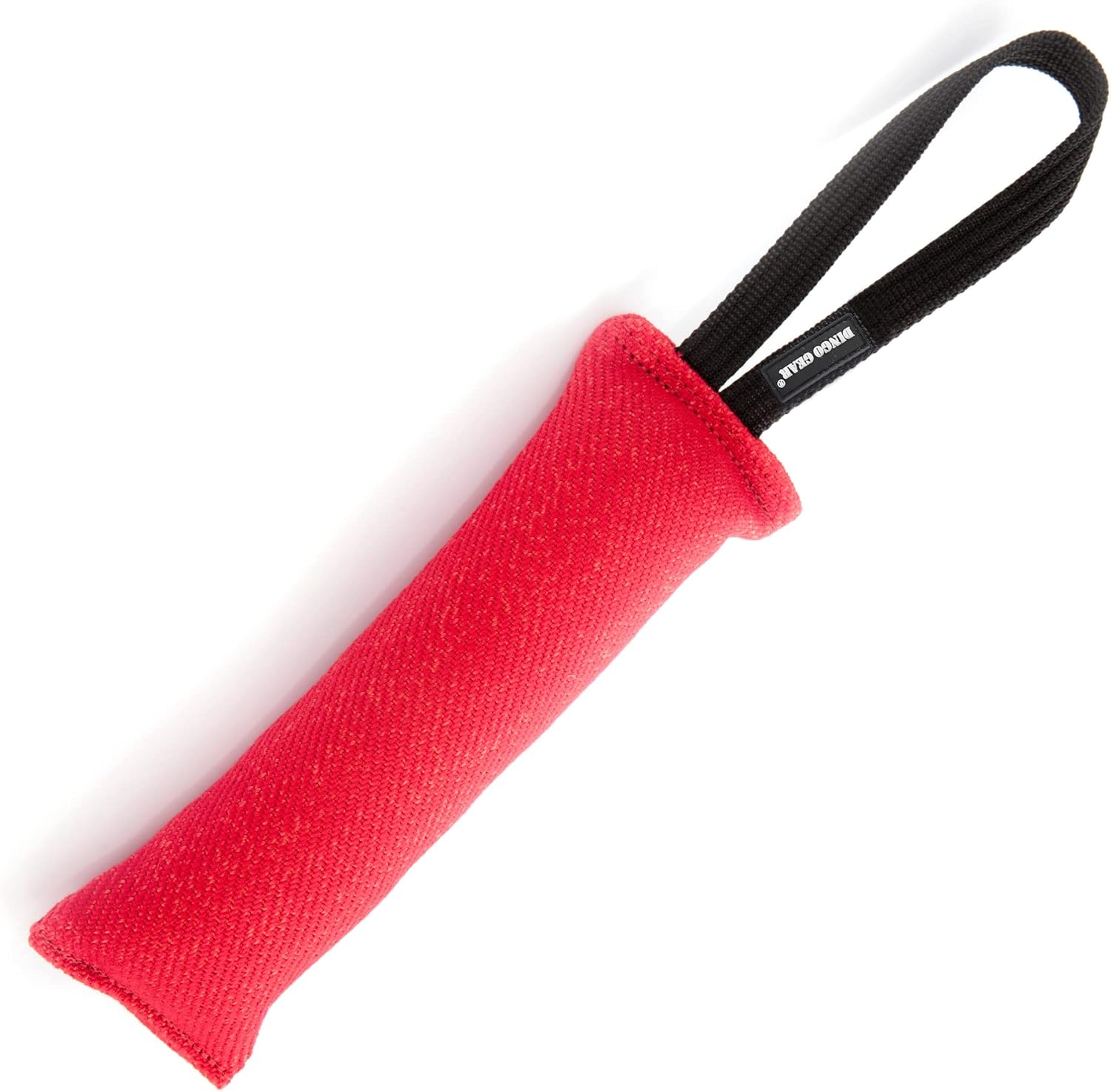 Dingo Gear French Linen tug Toy for Dog, Dog Bumper for Training, Agility, tug of war, Dog bite Pillow for Strong Dog, 1handle 11" red S00062