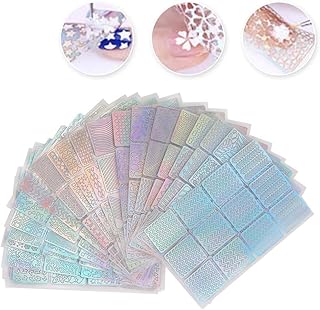 Adesivo de arte de unhas, 24 peças de adesivos coloridos ocos arte de unhas decoração de salão de beleza adesivo de transferência de arte de unhas elegante para DIY ou design de salão de unhas