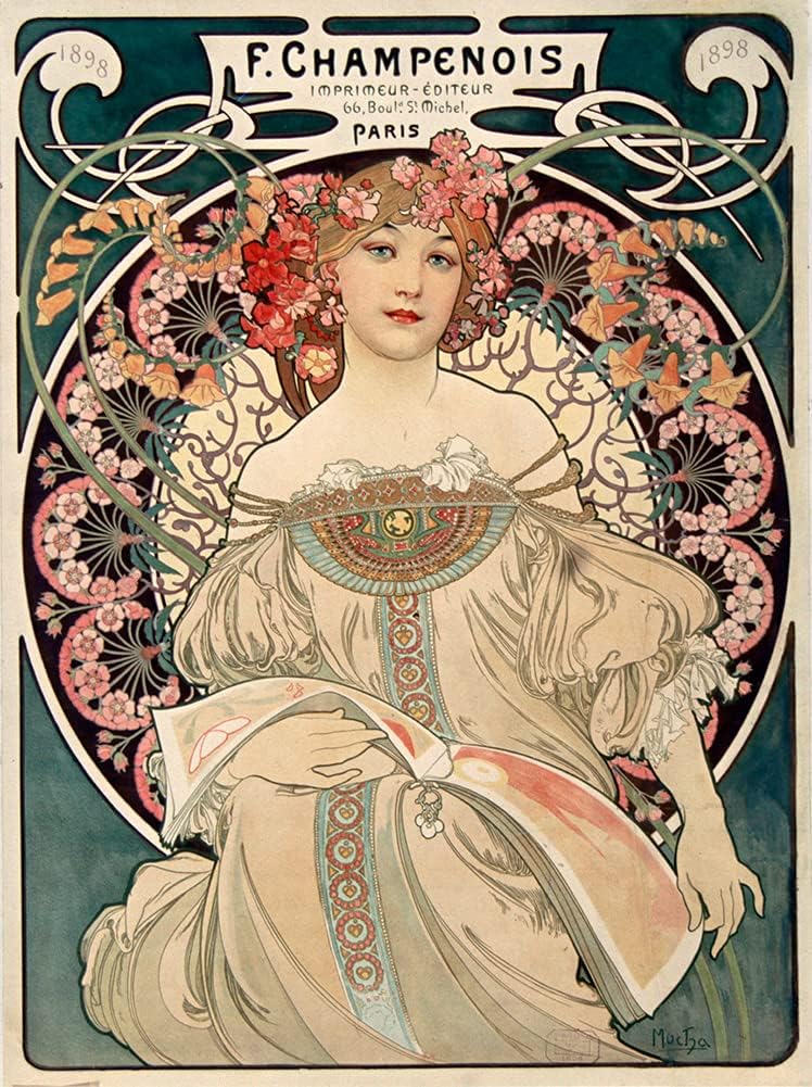 ArtDirect F. Champenois Printer-Editor (1898) 8x10 UnFramed Museum Art Print Poster Ready for Framing by Alphonse Mucha (Czech, 1860-1939)