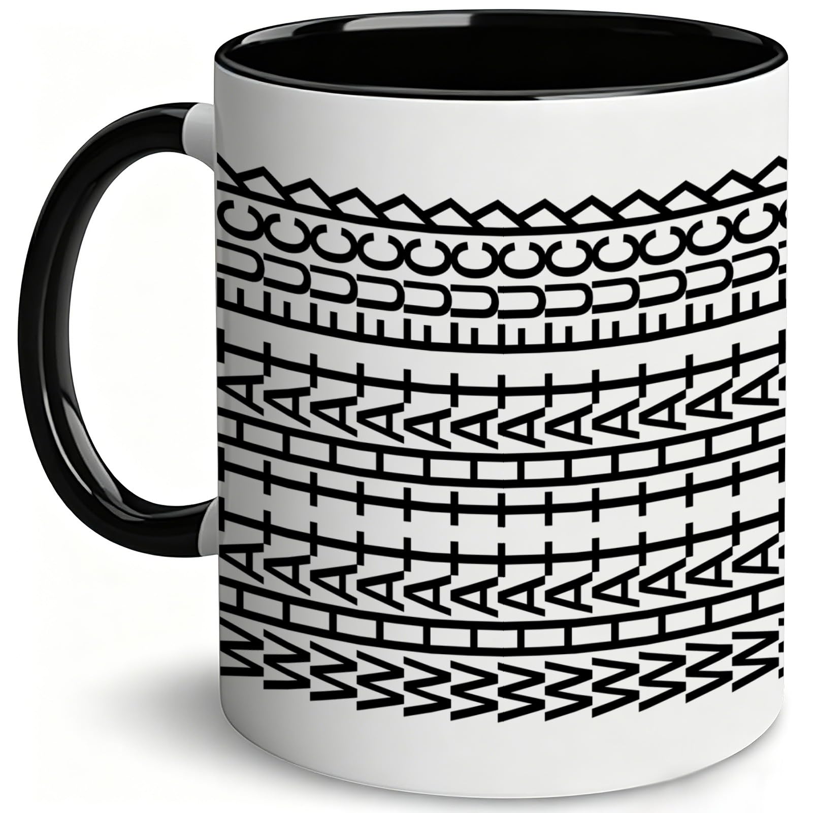 Huuitan Hidden Message Coffee Mug, What that F Cup for Men Women, 11 oz Funny Ceramic Coffee Cup, Gag Birthday Gift for Dad Mum Friends Brother Grandpa, Novelty Coffee Mugs for Work Office Retirement