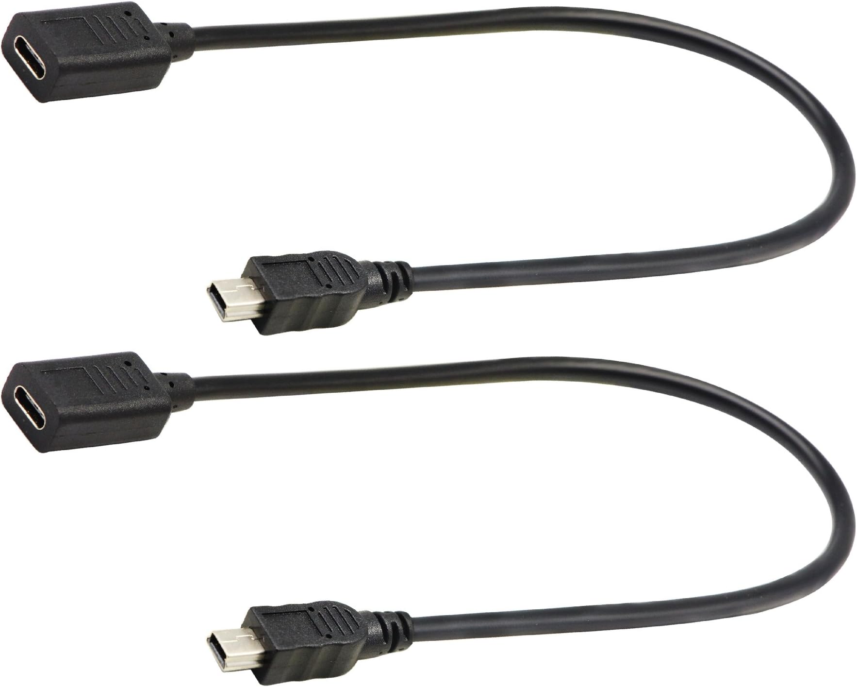CGTime (2-Pack) USB 2.0 Mini B Male Extender Cable, USB 2.0 Mini B Male to Male Extension Cable Data Sync and Charging Cable(28CM)