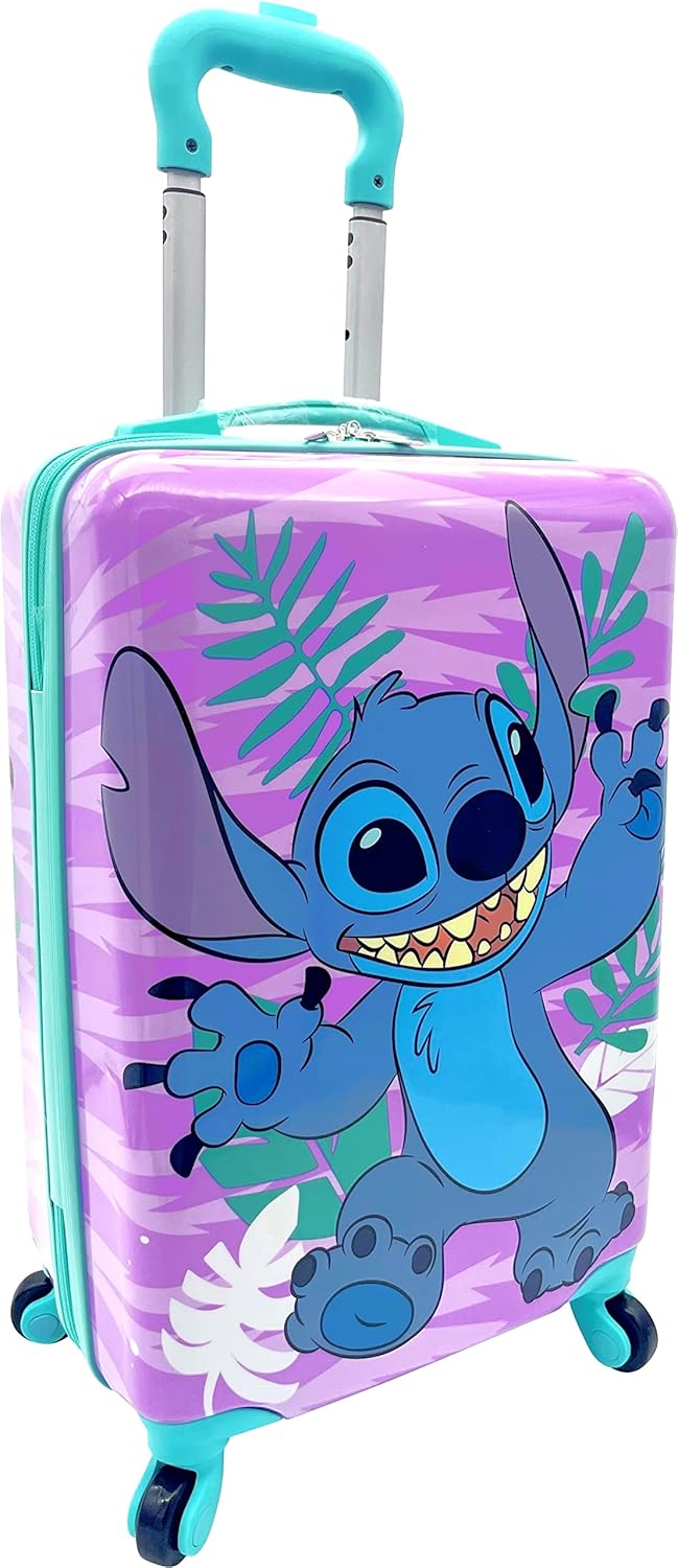 Fast Forward Kids Licensed Hard-Side 20” Spinner Luggage Lightweight Carry-On Suitcase (Stitch)