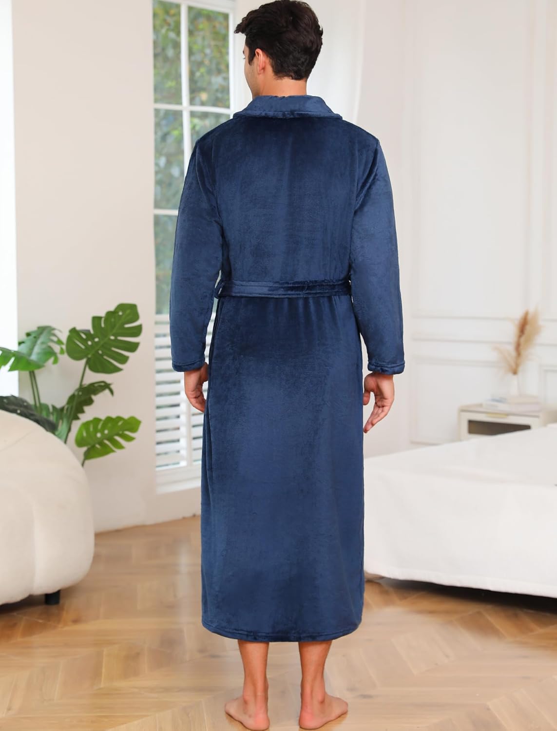 ENJOYNIGHT Mens Plush Fleece Robe Cozy Warm Bathrobe with Pockets - Image 5