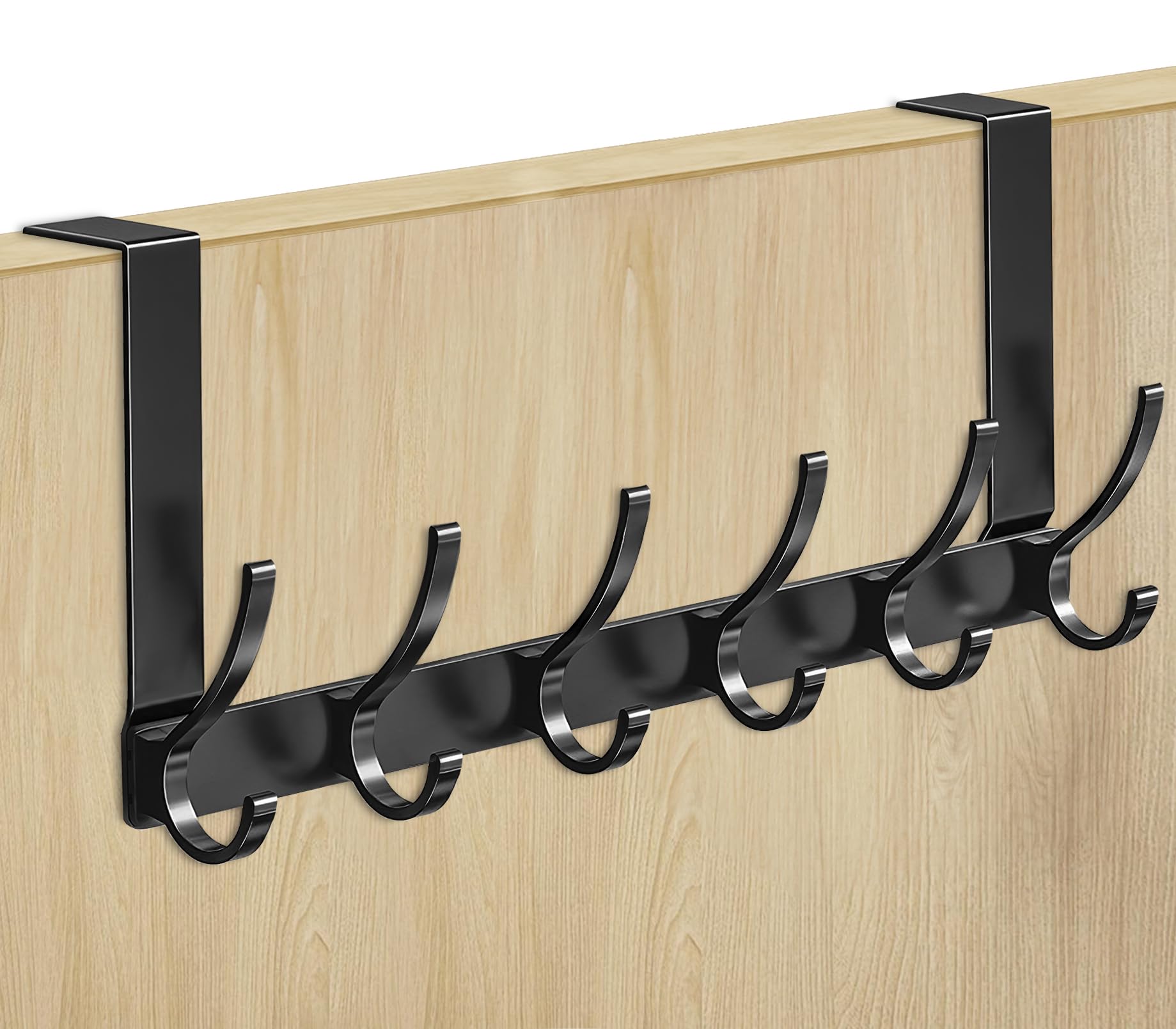 MIVITOOM Over Door Hanger with 6 Hooks, 39 cm (15.6") L and 11 cm (4.3") W Door Hanger Storage for Coats Hats, Bags, Clothes