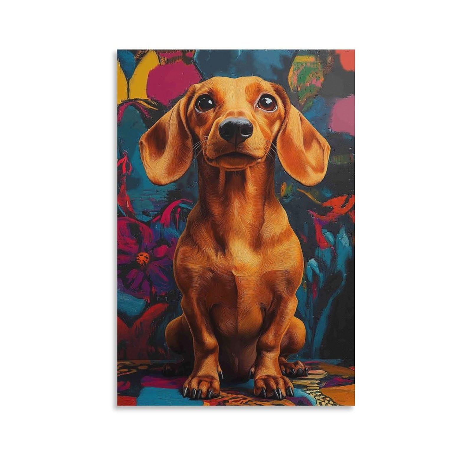 DHBANEIOK Dachshund Portrait Poster Artwork Canvas Prints Picture Modern Wall Art Picture Wall Hanging for Living Room Home Decorations 20x30inch(50x75cm)