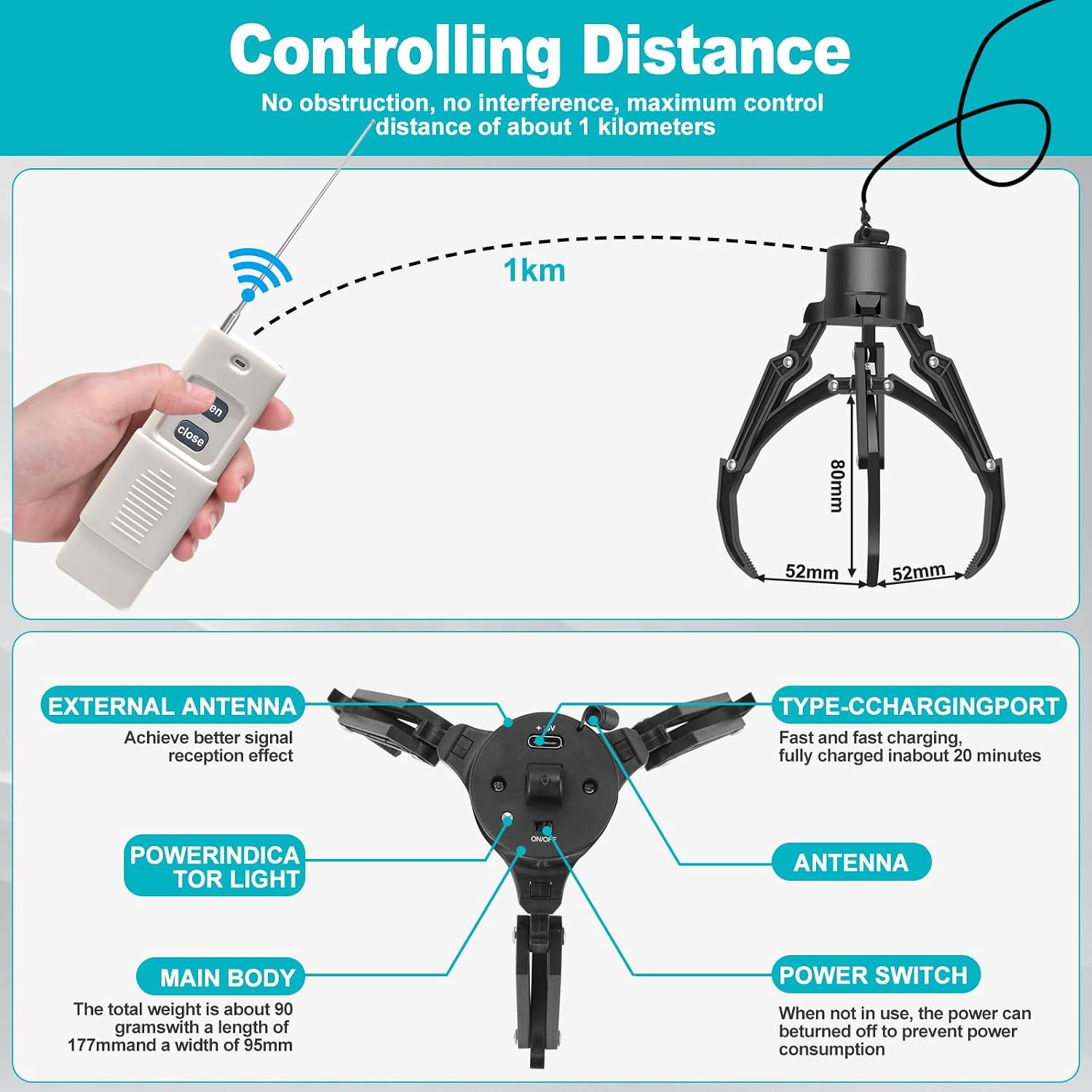 Drone Airdrop System - Remote Control Payload Release Device with Mechanical Claw, Universally Compatible with d Mini 4/Mini 3/Mini 2/Air 3/Air 2S/Mavic Series Drones
