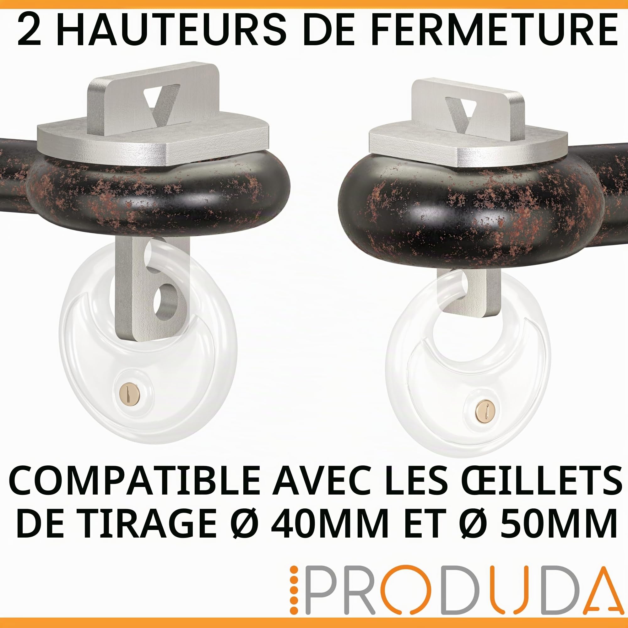 Antivol à œillet de Traction pour Agriculture et Camion - Réfléchissant - Antivol - Œillet de Traction de 40 mm à 50 mm - en Acier Inoxydable - avec boîte de Rangement et Serrure à Anse Ronde