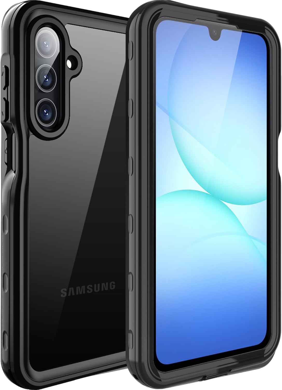 for Samsung Galaxy A56 5G Phone Case Waterproof, Built-in Screen Protector, Rugged Full Body Dustproof Shockproof Protective Cover for Samsung Galaxy A56-5G, Black/Clear