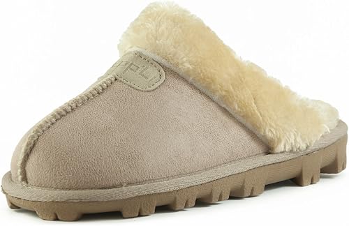 CLPP'LI Pantuflas de invierno cálidas de piel sintética para mujer