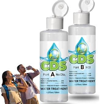 CDS Set, Chlorine Dioxide Water Treatment 4 oz KIT, w | Accu-Drop lids / 4.2 oz of Sodium Solution and 4.2 oz of 4% HCL, Extra Large Bottle KIT Total 8 oz by CDS