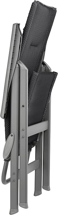 Lafuma Mobilier Zen-it High Back BeComfort Padded Patio Chair - Lightweight & Durable Folding Outdoor Dining Arm Chair with Black Steel Frame - Dark Grey