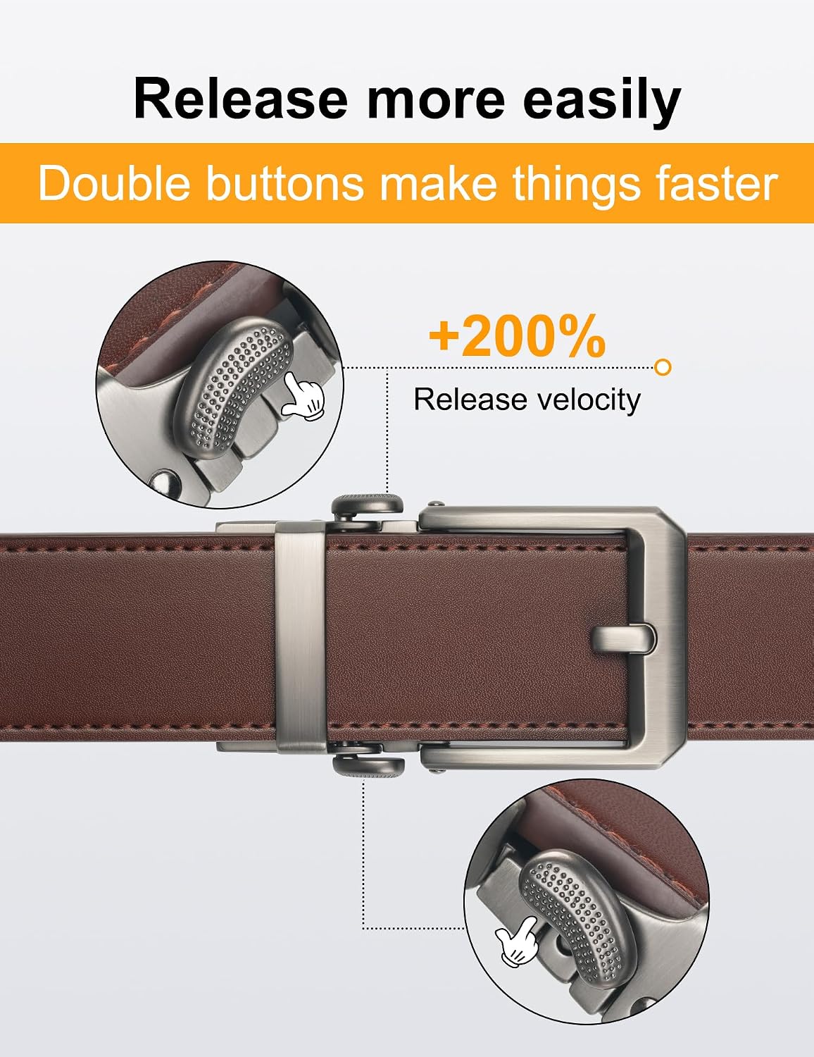 JUKMO 1.5" (38mm) Leather Ratchet Belt for Men in Gift Box image 4