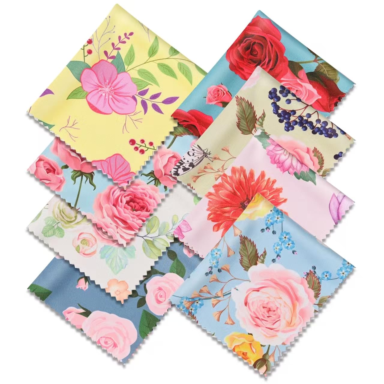 8 Pack Microfiber Cleaning Cloths 7 x 6 Multicolor Flower Glasses Cleaning Cloth for Eyeglasses Camera Lens Cell