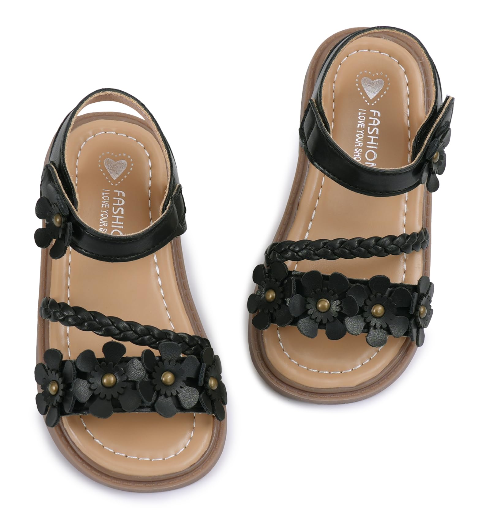 SEAUR Chaussures Ete Fille Sandale à Fleurs Sandales Élégante Fille Chaussures Bout Ouvert Sandales Cuir Enfant