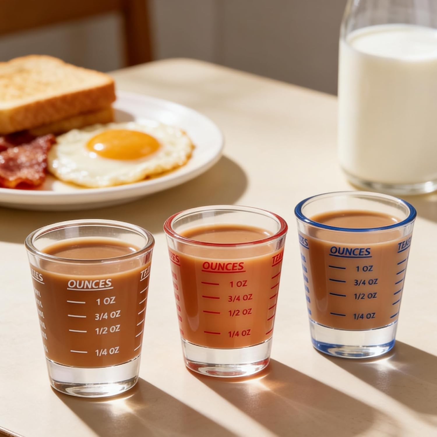 Shot Glass Measuring Cup，Espresso Shot Glass 26-Incremental Measurement 30ml，1oz, 2 Tbs, 6 Tsp, Kitchen Tools，Bar Bartender Accessories, Jigger for Bartending (2 Pack-Red) thumbnail
