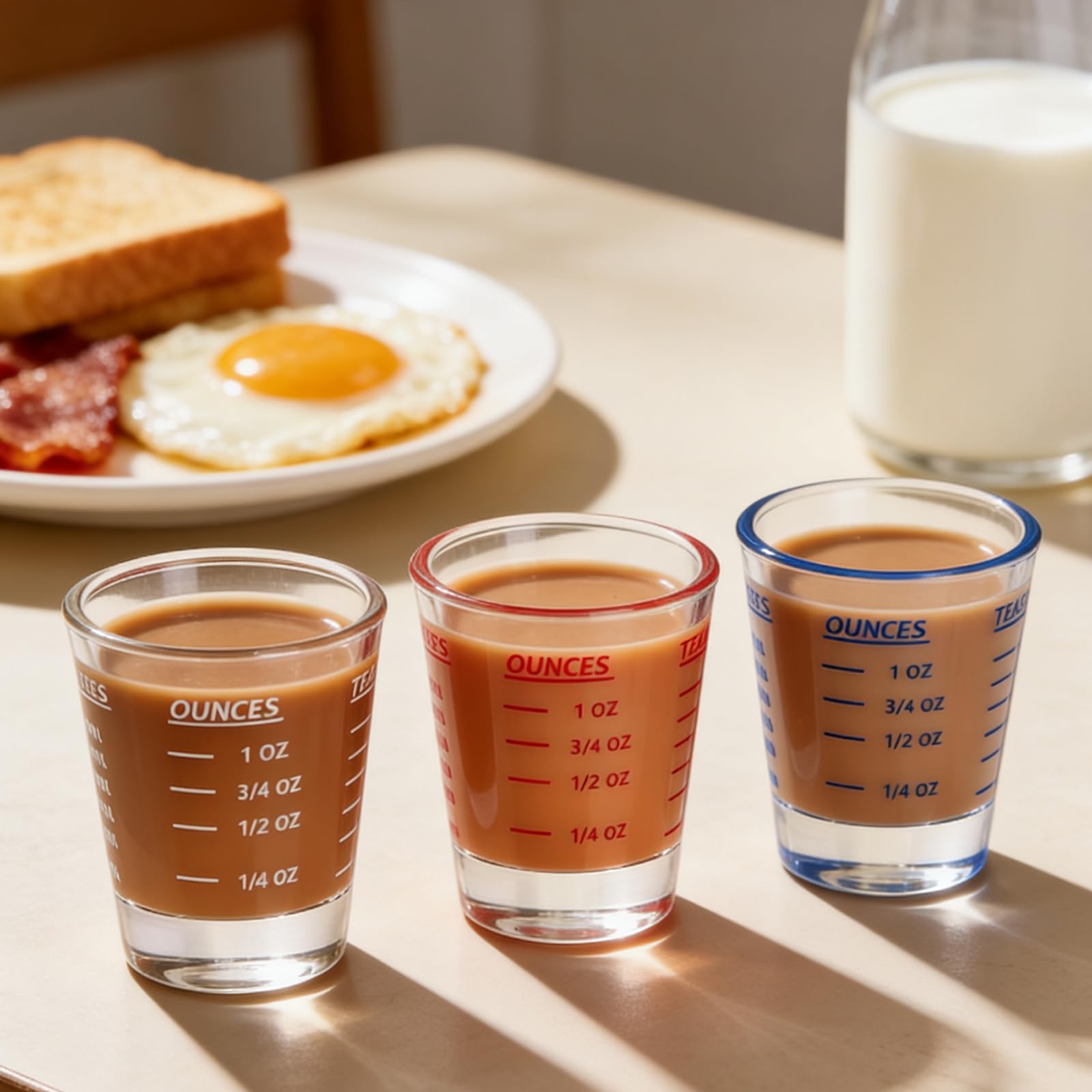 Schnapsglas-Messbecher, Espresso-Schnapsglas, 26-stufige Messung, 30 ml, 2 Esslöffel, 6 Teelöffel, Küchenutensilien, Bar-Barkeeper-Zubehör, Jigger für Barkeeper, 2 Stück, Rot