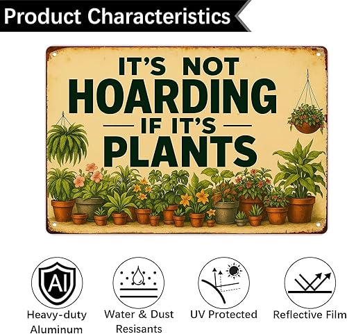 Miniatura 3 de It Is Not Hoarding If It Is Plants Wall Decor Retro Metal Sign Poster for Garage Man Cave Bathroom Bedroom Farm Inspirational Popular Wall Art 8x12
