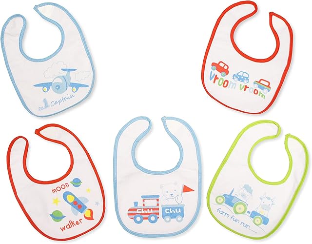 Nursery Time Baby Girl Bibs 5 Pack Feeding Pink or Blue