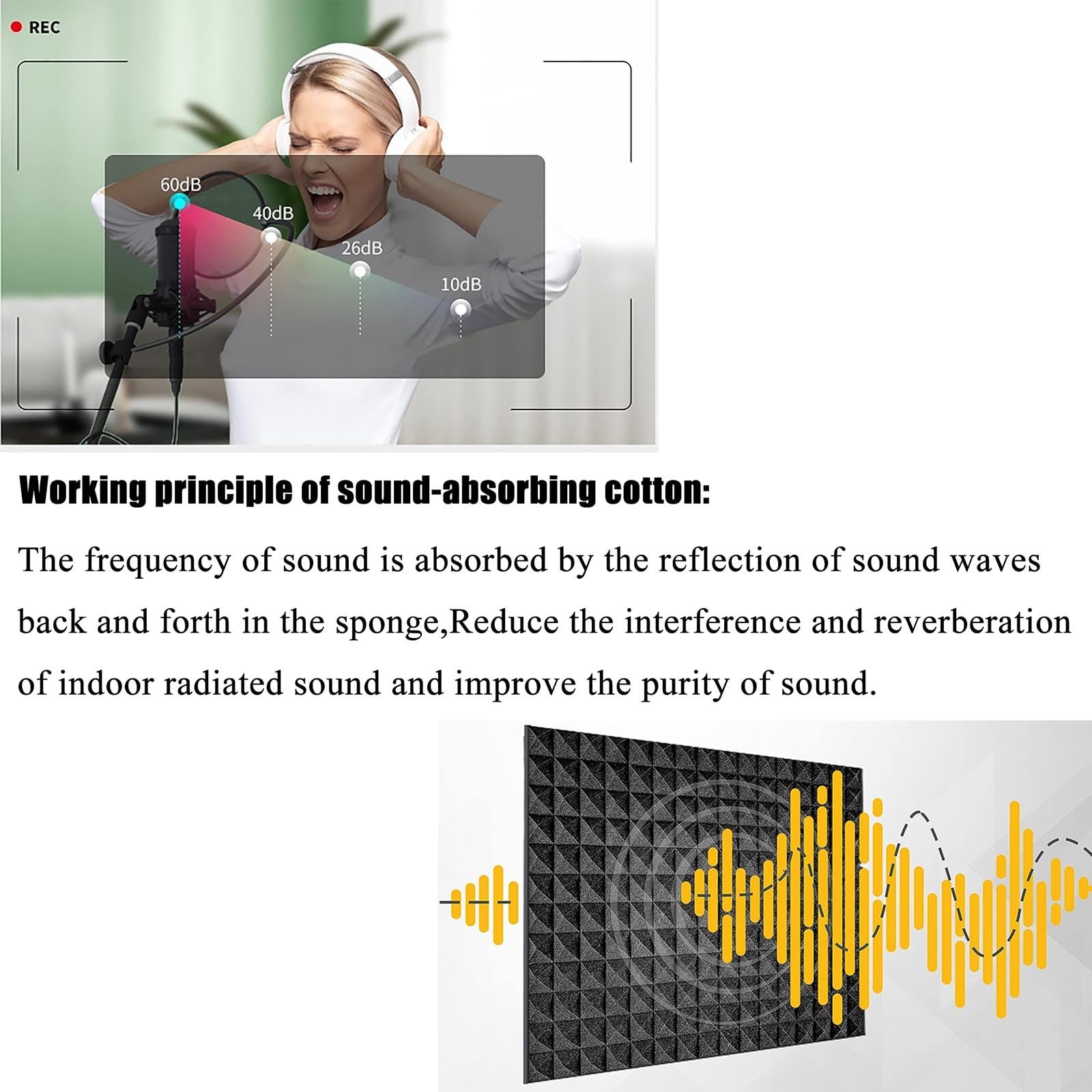 Studio nagraniowe osłona izolacyjna mikrofonu żółta pianka przegroda kostka do domu muzyka podcasting pulpit izolacja szumów obróbka akustyczna 80 * 8