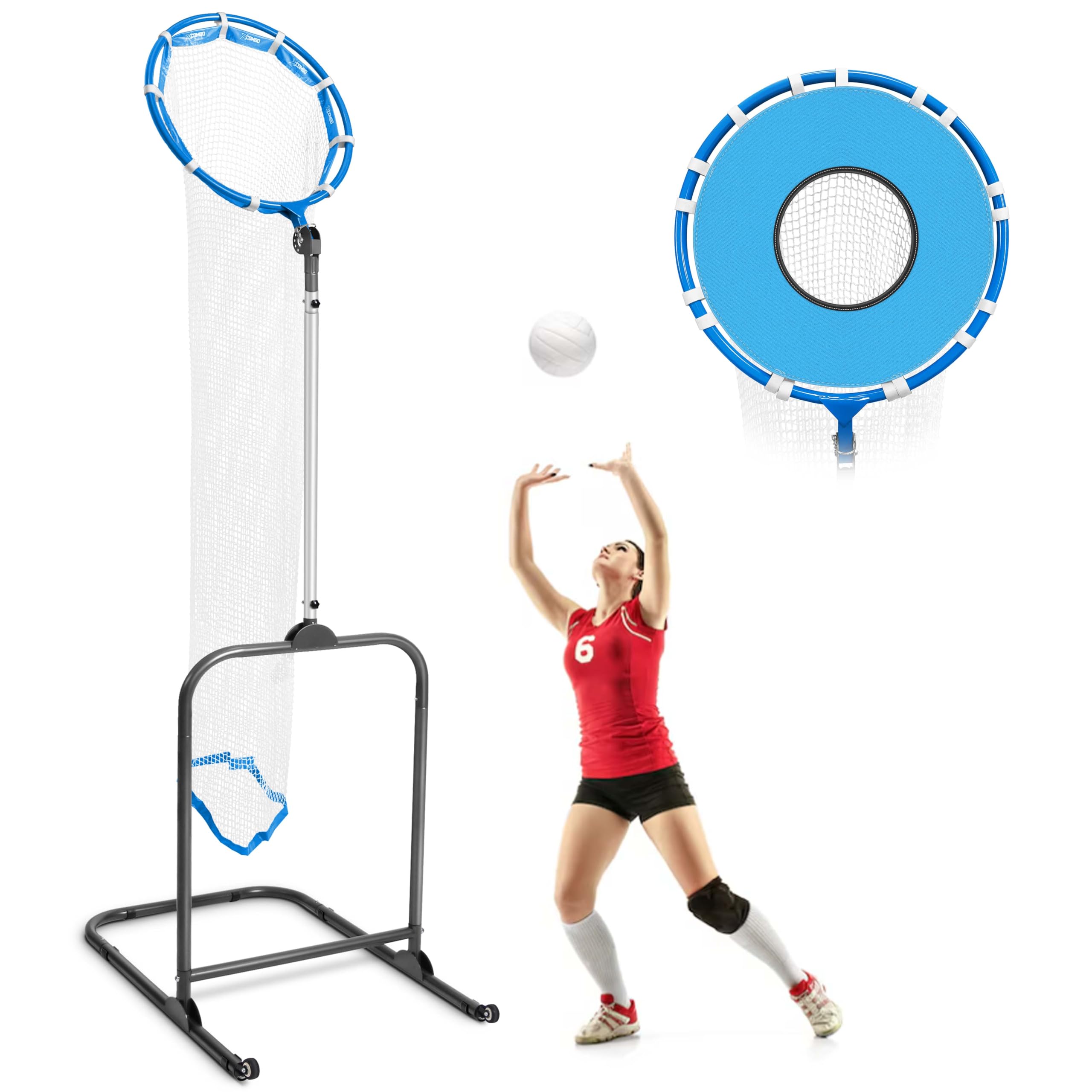 Volleyball Setter Trainer Net Setting Training Equipment Target Practice Indoor or Outdoor, Adjustable Height (4.6 ft-9.8 ft) and Angle for Serving Spiking Drills System
