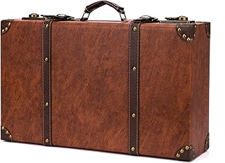 feilario Vintage Leather Storage Trunk Small Portable DecorativeLuggage ...