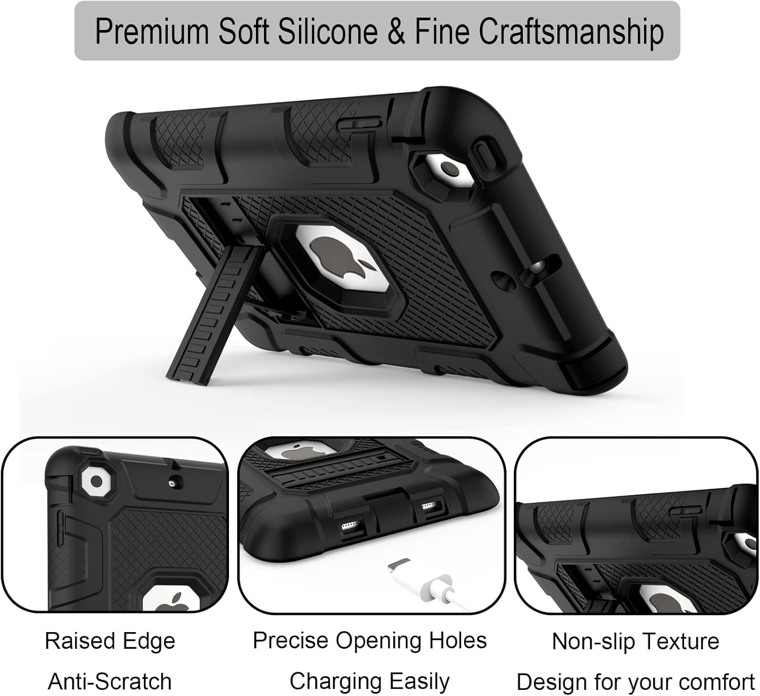 TIMISM Case for iPad mini 1 2 3 with Kickstand, 3 in 1 Heavy Duty Shockproof Hybrid Three Layer Protective Cover for iPad mini 1st 2nd 3rd Generation, Black - Image 5