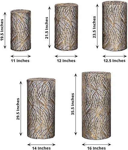 Vista 271 de Efavormart - Juego de 5 fundas de soporte para caja de exhibición cilíndrica de elastano, color negro, fundas elásticas para pilar de pedestal, 160
