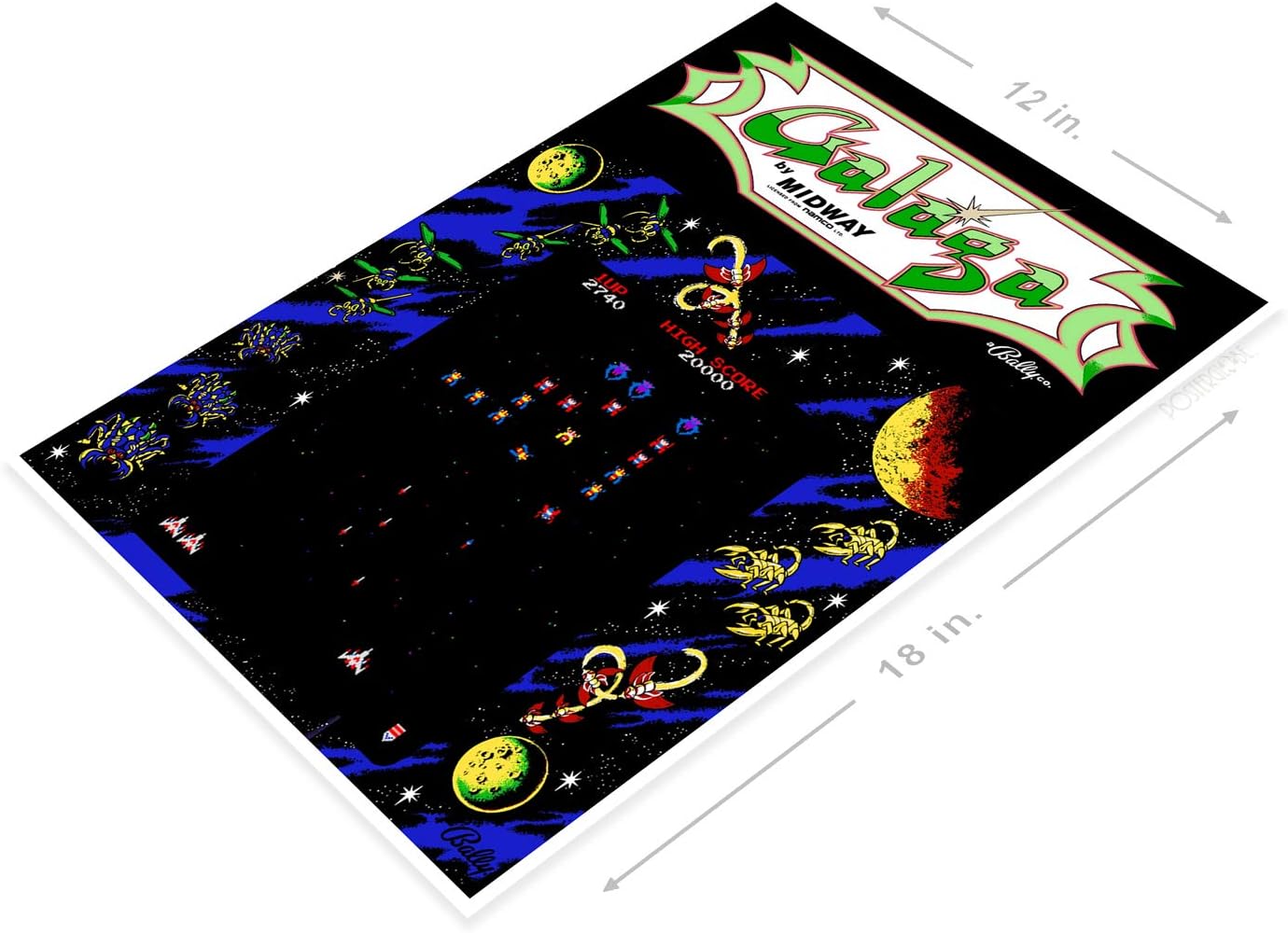 PosterGlobe Poster A400 Galaga Arcade Shop Game Room Marquee Poster Retro Console 12 x 18
