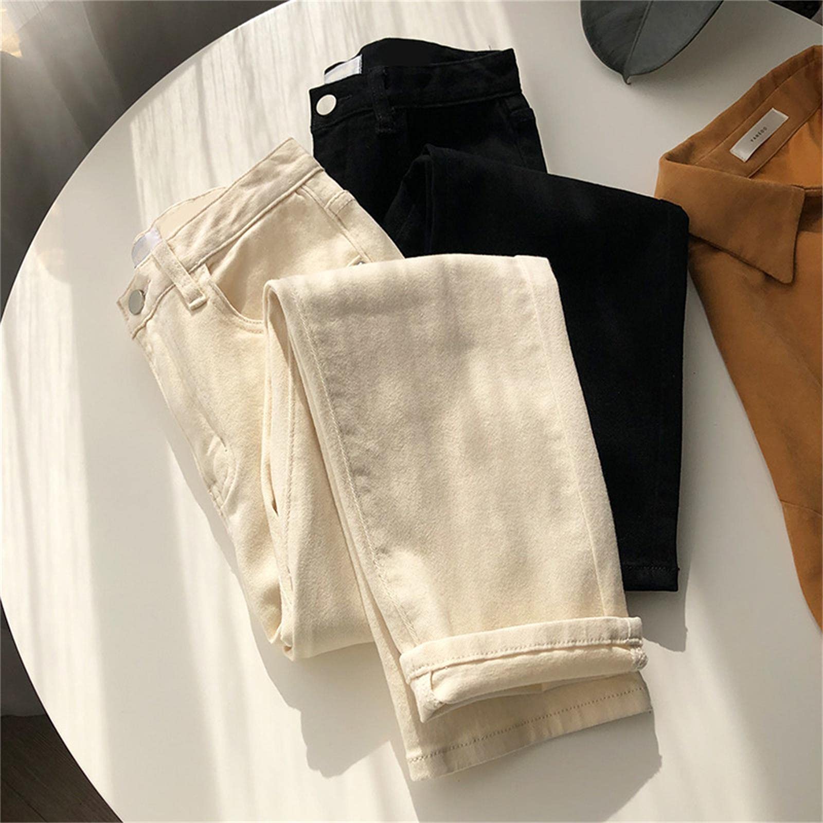 UKKO Jeans da Donna Jeans Bianchi per Donne in Vita Mamma Jeans Jeans Primavera Plus Size Jeans Donne Nere