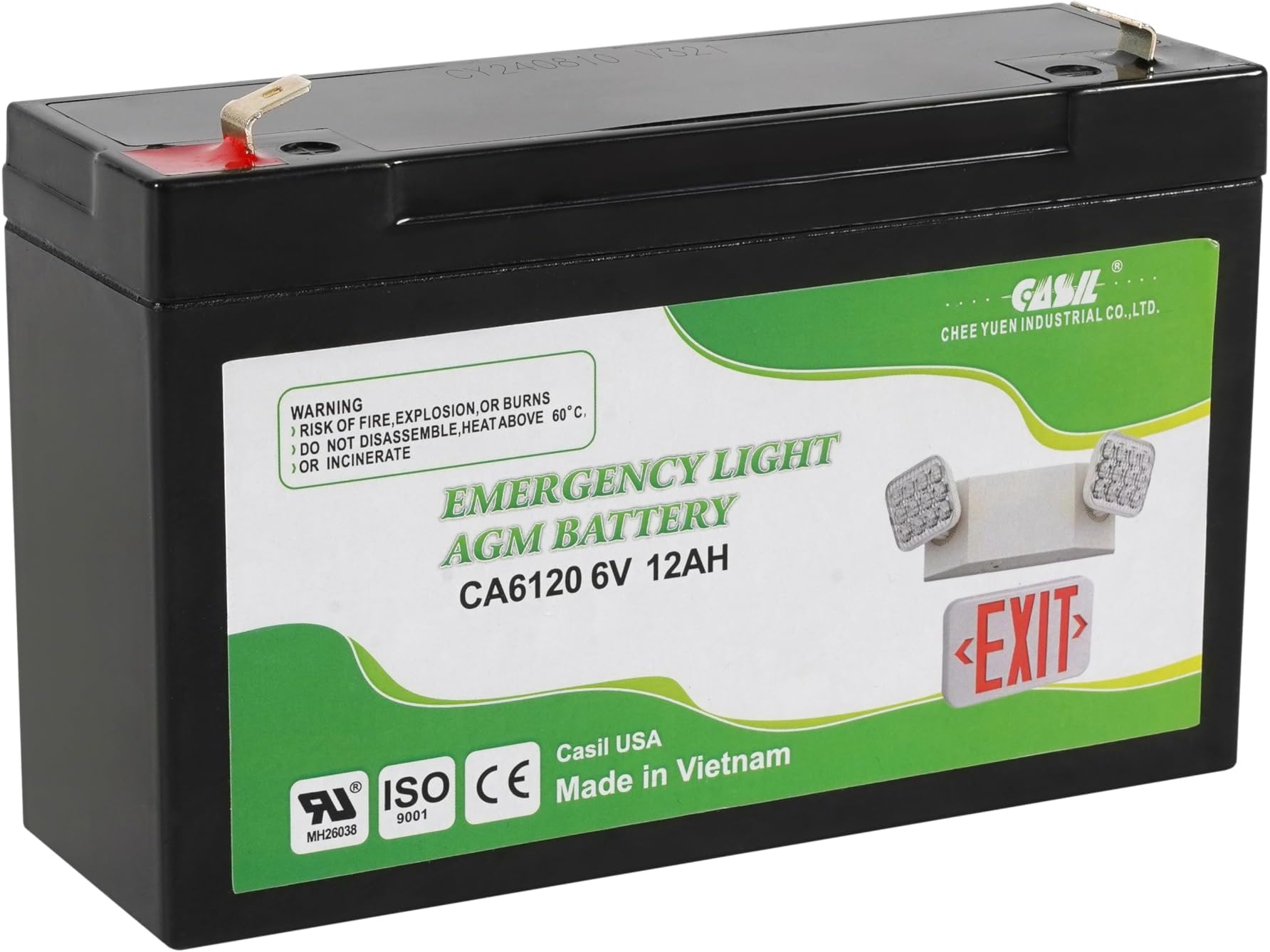 Casil CA6120 6V 12Ah Emergency Light Battery Exit Sign Lithonia Compatible