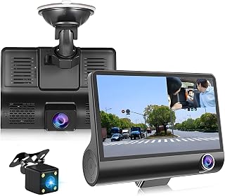 Hikity Dash Cam - Upgrade 3 Cams for Dash Cams Front, Rear in Car Loop Recording G-Sensor Dash Cam 32GB TF Card