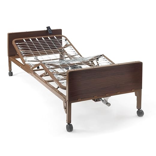 Medline Basic Full-Electric Homecare Bed, 15"-20" Adjustable Height Range, Brown, 36"x80" - Ideal for Home Use