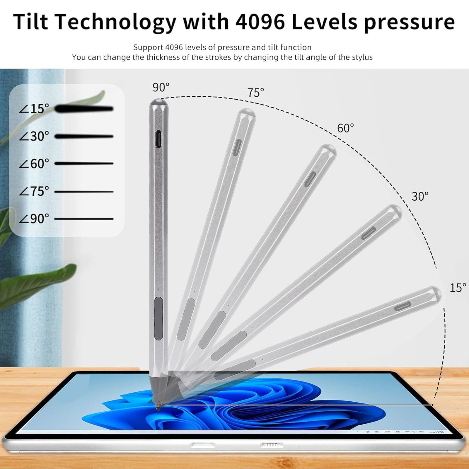 SIXRUN Stylus Pen con MPP 2.0, 4096 Niveles de Presión (Silver)