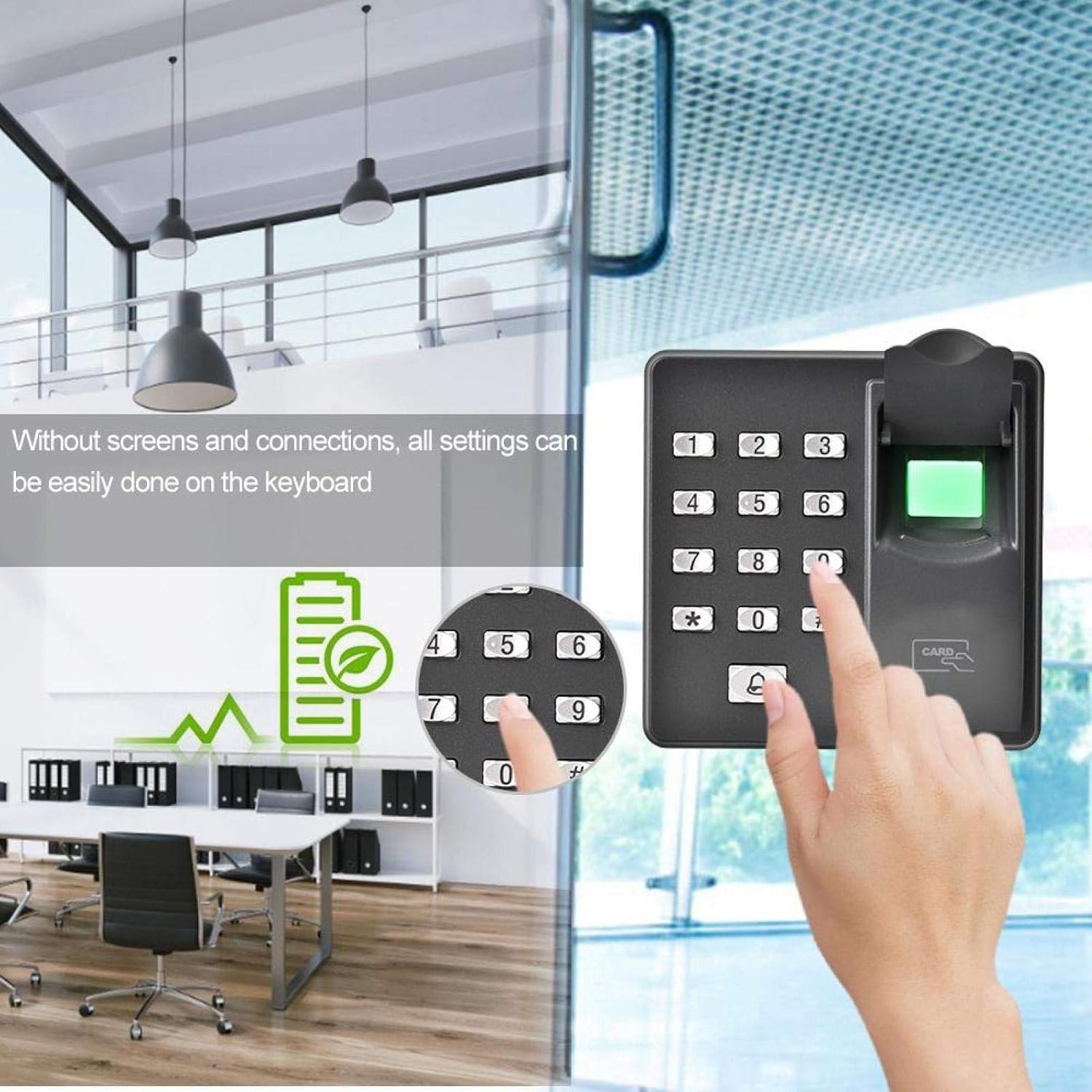 Wendry Biometric Fingerprint Password Access Controller, Fingerprint Access Controller, RFID Reader(ID) Biometrics Waterproof Fingerprint Door Access Control Smart Card