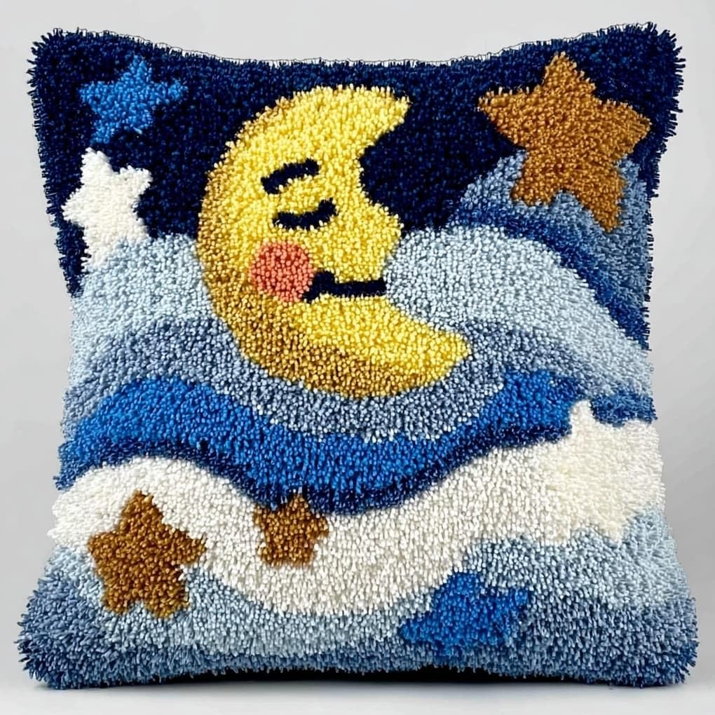 WallustrioaW DIY Latch Hook Kits 43x43cm,Cartoon Stars and Moon