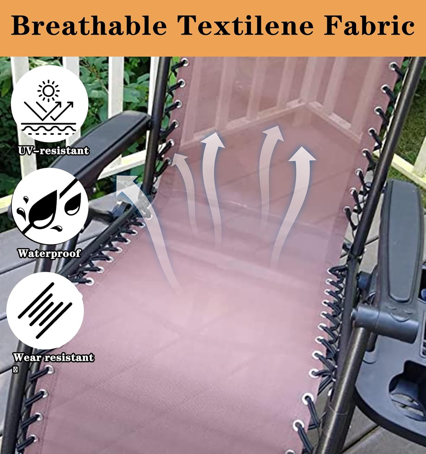 17" 19" 21" Wide Zero Gravity Chair Replacement Fabric, Repair Cloth with 4 Gravity Chair Replacement Cord Screws Kit, Zero Gravity Chair Accessories for Sling Patio Lawn Lounge Chair, Brown