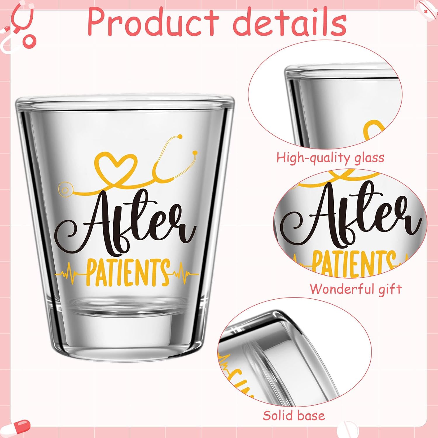 Patelai 2 Pcs Before After Patients 2 oz Shot Glass Nurse Gifts