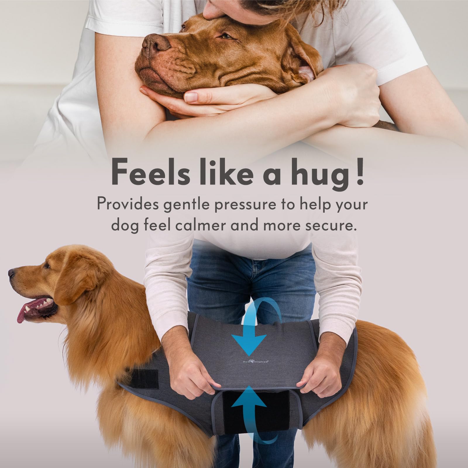 Paw Inspired Chaleco de ansiedad para perros, chaqueta de trueno con peso calmante para perros, chaleco de compresión calmante para tormentas eléctricas, fuegos artificiales, viajes, ansiedad por