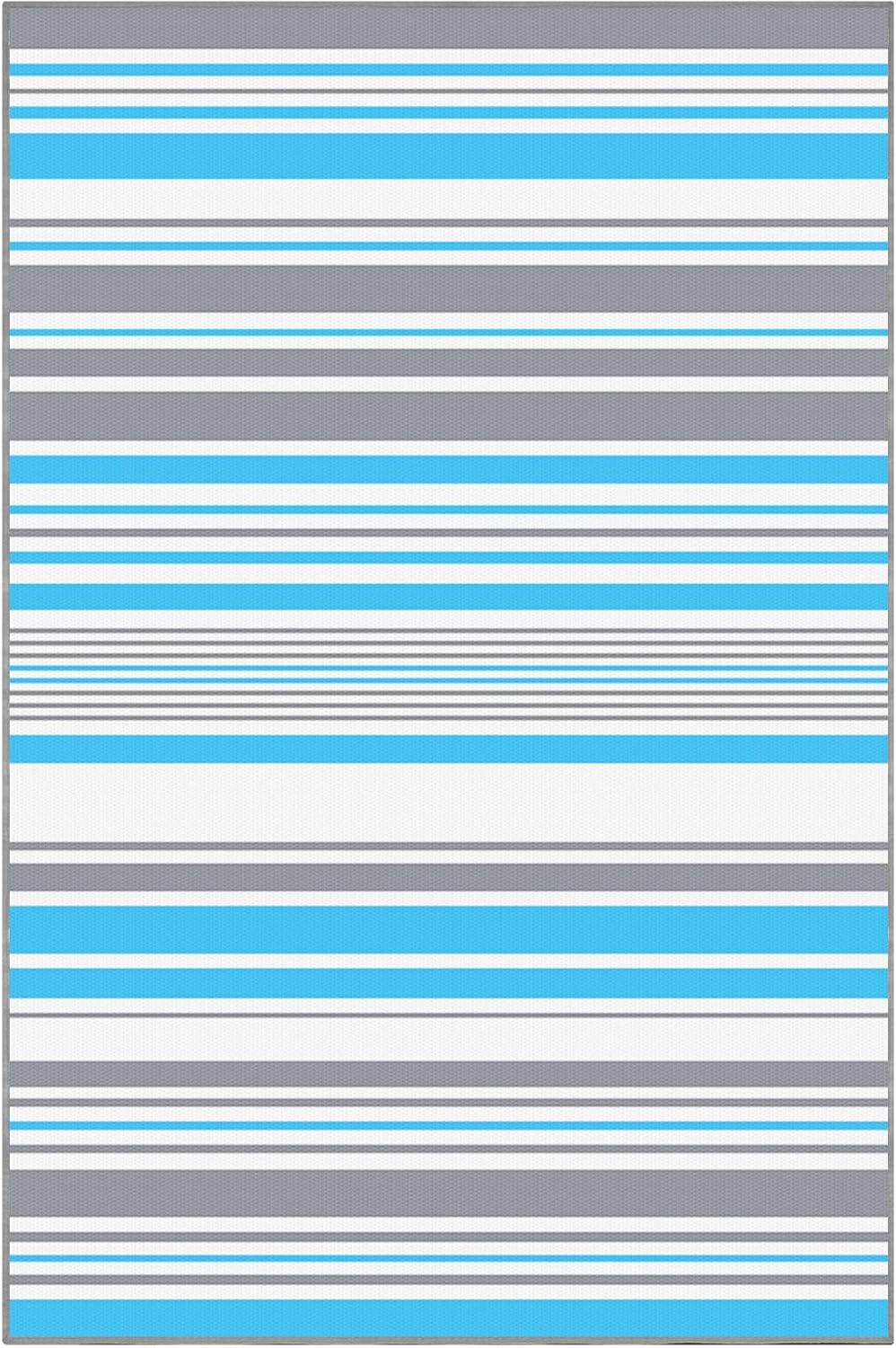 Outdoor Patio Rug Waterproof Camping - Outdoor Rugs Outdoor Carpet, Plastic Straw Area Rug for Patios Clearance RV, Outside Porch Rug Balcony Rug RV Rug Deck Rug for Camper, Blue and White 4x6 ft
