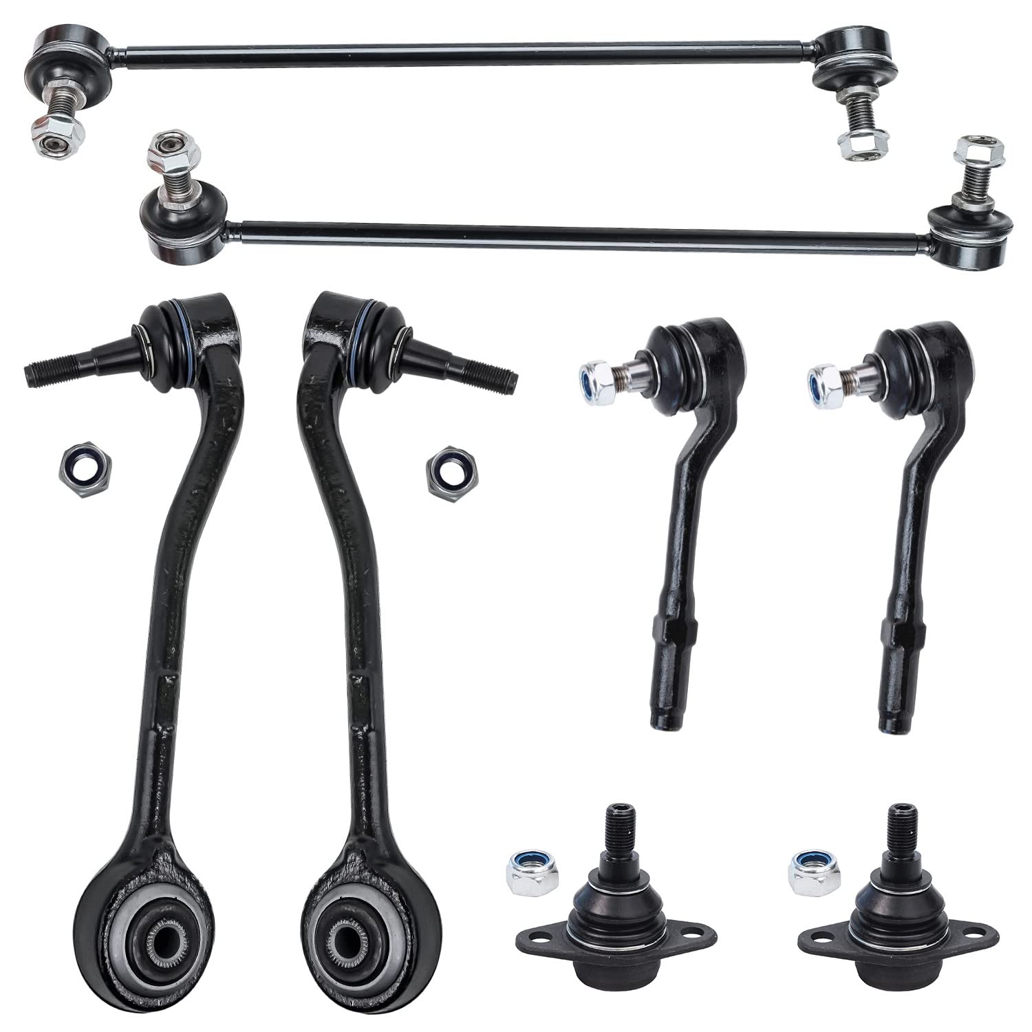 Detroit Axle - 8PC Front Lower Rearward Control Arms w/Ball Joints, Front