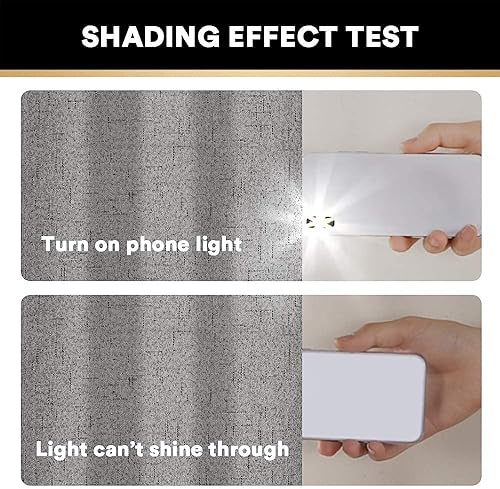 Miniatura 64 de PrinceDeco Cortinas opacas 100% para dormitorio, cortina de lino para puerta corrediza de cristal, cortinas opacas extra anchas con ojales Arena