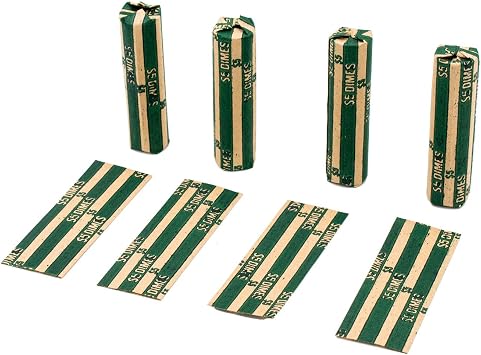 Dime Coin Wrappers, 100 Flat Striped Coin Wrappers