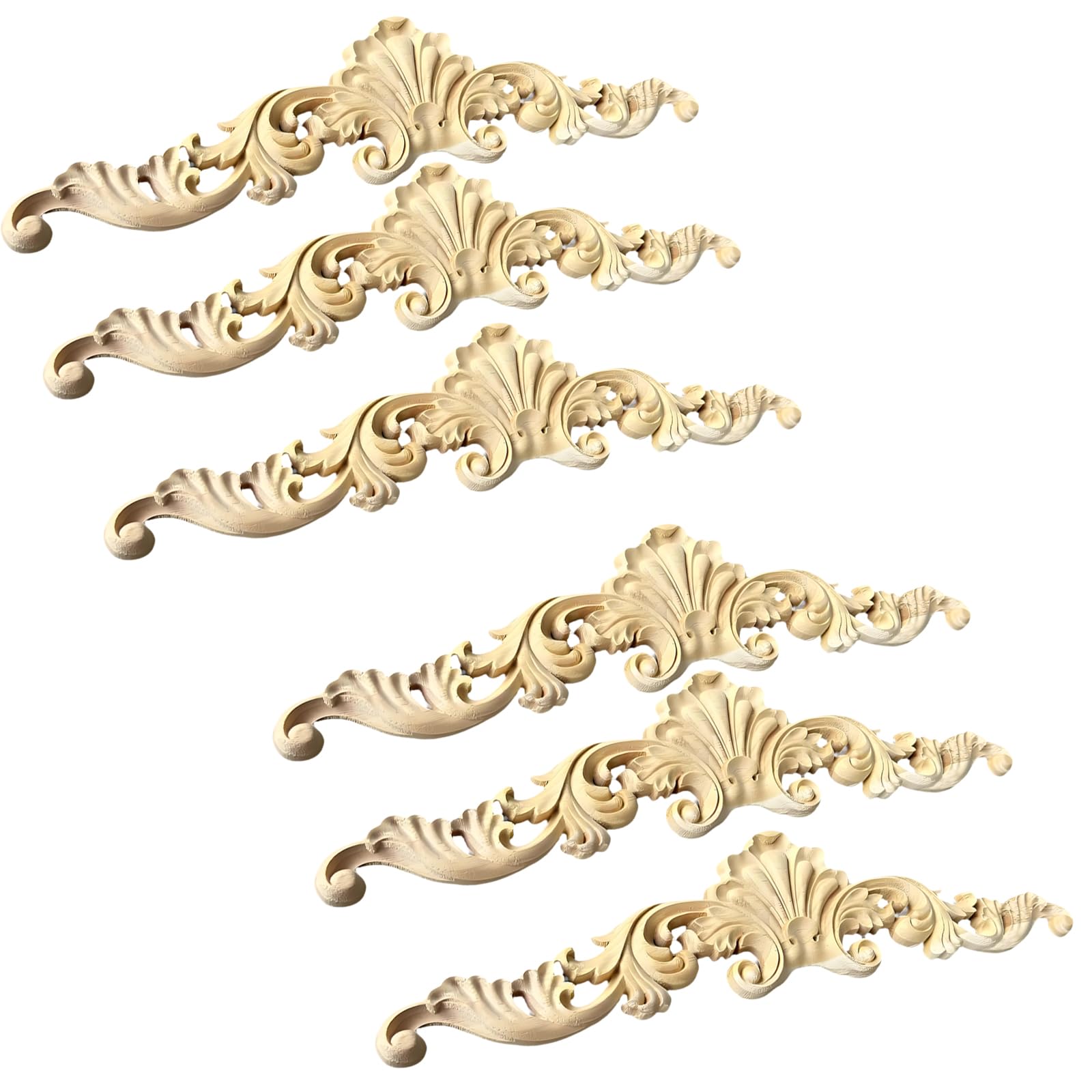 6pcs Wood Carved Applique, Wall Molding Panels for Wall Decor Long Mirror Ceiling Table Bed Cabinet Dresser Drawer, and Door Decoration, Wooden Frames for Wall Designs-image-23