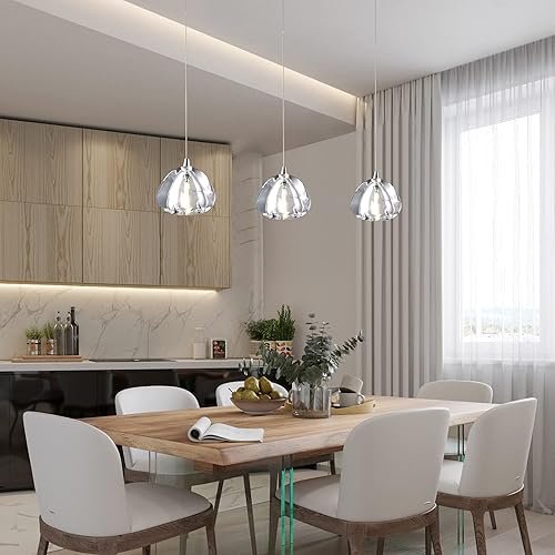 Miniatura 2 de Lámpara colgante pequeña y moderna, lámpara colgante de cristal con forma de gota de lluvia, lámparas de techo cromadas individuales para comedor,