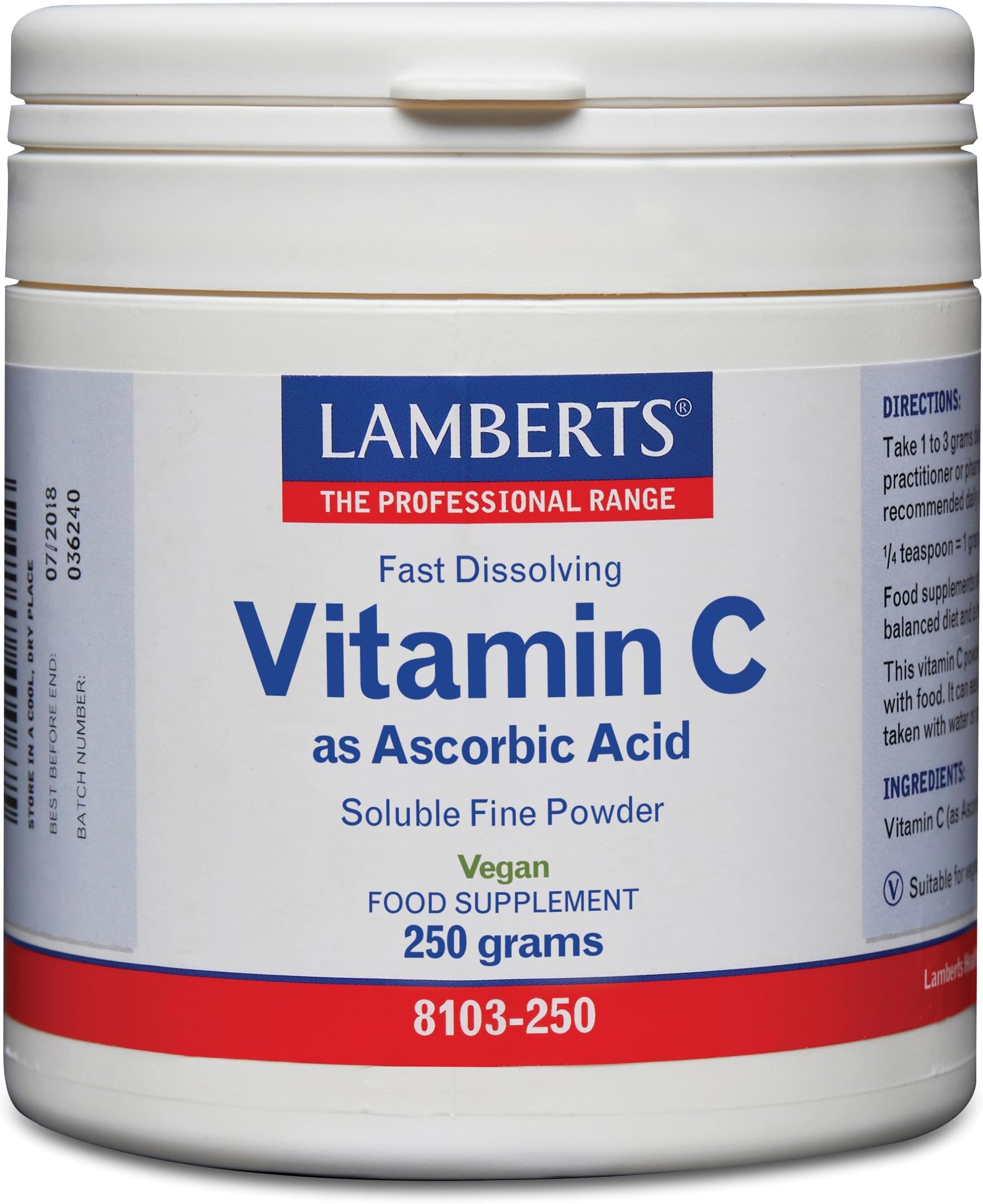 Lamberts Vitamin C Ascorbic Acid - 250g Powder