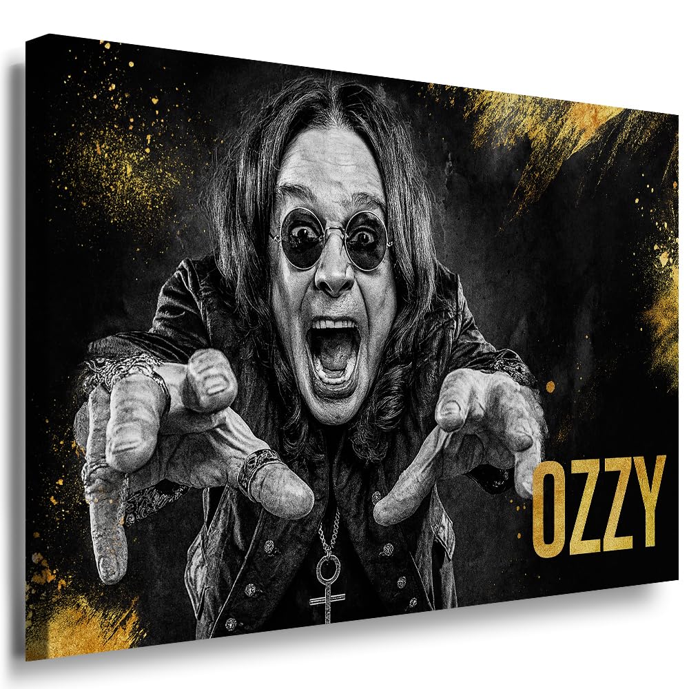 Julia-art - Leinwand Bild Ozzy Osbourne Rock Musik Bild Bild 1 teilig - 100 mal 70 cm Leinwand auf Rahmen - sofort aufhängbar Wandbild XXL - Kunstdrucke QN08-5