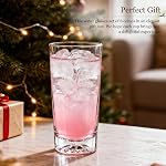 Drinking Glasses Set of 6, 16oz Glass Cups with Wide Mouth Design,Water Glasses for Bar Glassware, Premium Tall Glasses Drinking Set for Water, Beer, Juice and Cocktail, Unique Christmas Gifts